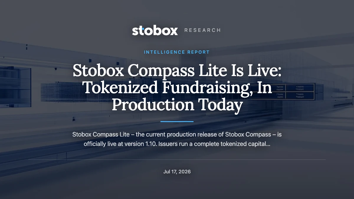 Stobox Compass Lite Is Live: Tokenized Fundraising, In Production Today