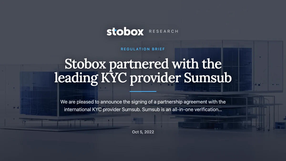 Stobox partnered with the leading KYC provider Sumsub