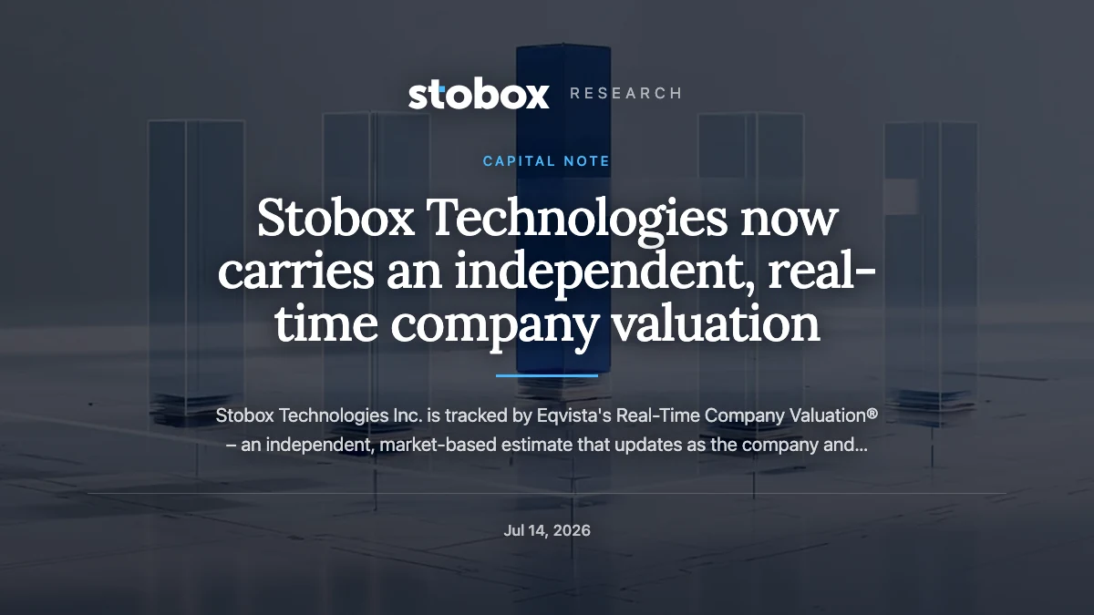 Stobox Technologies now carries an independent, real-time company valuation